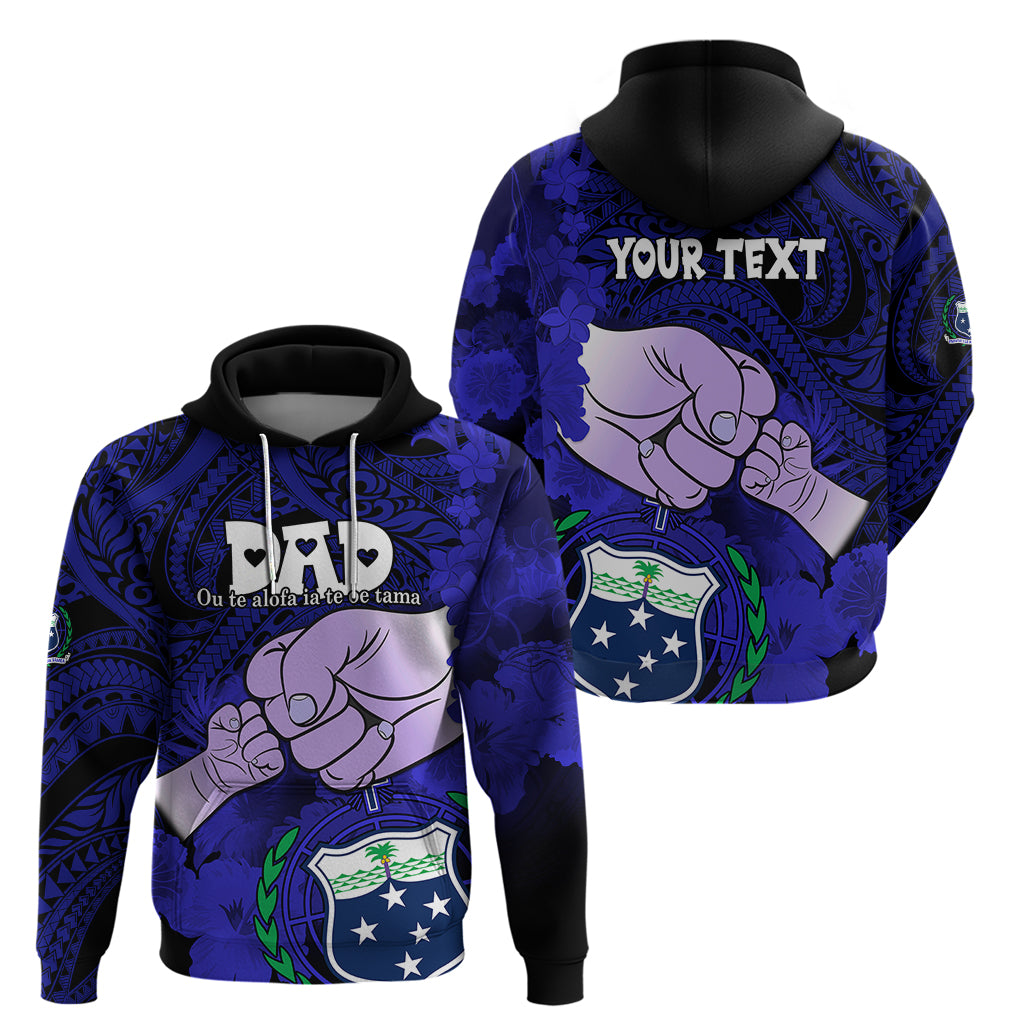 Personalised Fathers Day Polynesian Islands Samoa Hoodie Dad Ou Te Alofa Ia Te Oe Tama - Blue Polynesian Flowers Tribal - Wonder Print Shop
