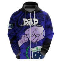 Personalised Dads Day Samoa Hoodie Dad Ou Te Alofa Ia Te Oe Tama - Blue Polynesian Flowers Tribal - Wonder Print Shop