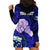 Personalised Fathers Day Polynesian Islands Samoa Hoodie Dress Dad Ou Te Alofa Ia Te Oe Tama - Blue Polynesian Flowers Tribal - Wonder Print Shop