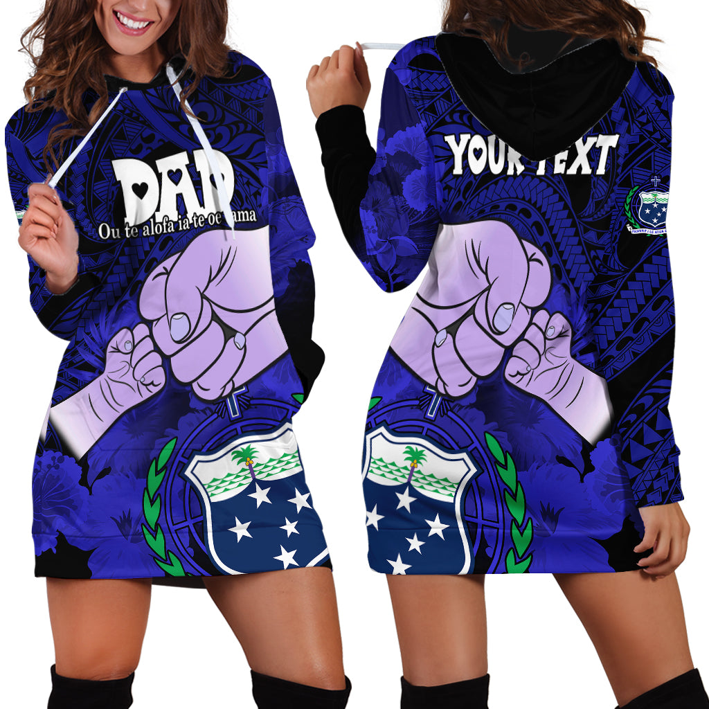 Personalised Dads Day Samoa Hoodie Dress Dad Ou Te Alofa Ia Te Oe Tama - Blue Polynesian Flowers Tribal - Wonder Print Shop