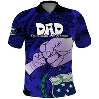 Personalised Dads Day Samoa Polo Shirt Dad Ou Te Alofa Ia Te Oe Tama - Blue Polynesian Flowers Tribal - Wonder Print Shop