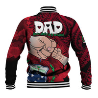 Fathers Day Polynesian Islands Samoa Baseball Jacket Dad Ou Te Alofa Ia Te Oe Tama - Red Polynesian Flowers Tribal LT9 - Wonder Print Shop