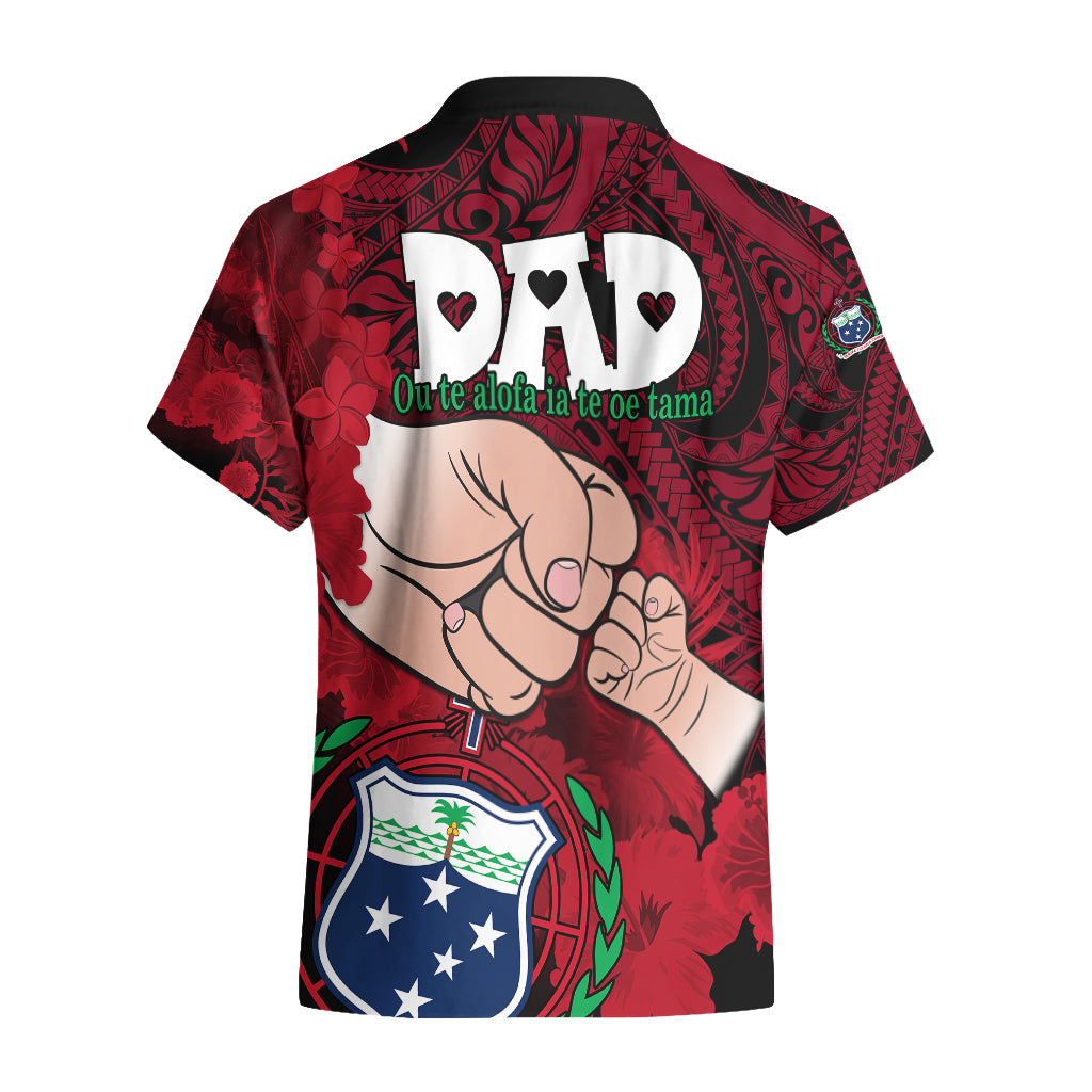 Dads Day Samoa Hawaiian Shirt Dad Ou Te Alofa Ia Te Oe Tama - Red Polynesian Flowers Tribal - Wonder Print Shop