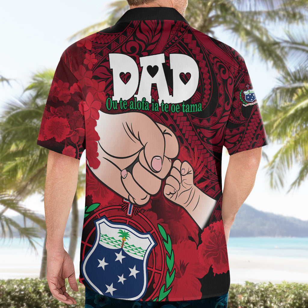 Dads Day Samoa Hawaiian Shirt Dad Ou Te Alofa Ia Te Oe Tama - Red Polynesian Flowers Tribal - Wonder Print Shop