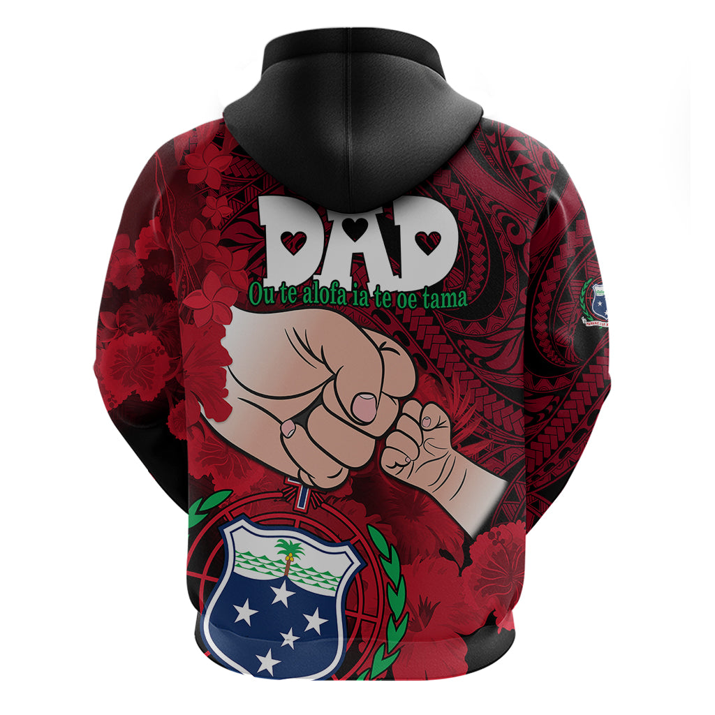 Fathers Day Polynesian Islands Samoa Hoodie Dad Ou Te Alofa Ia Te Oe Tama - Red Polynesian Flowers Tribal - Wonder Print Shop