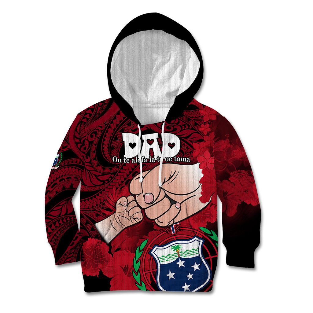 Dads Day Samoa Kid Hoodie Dad Ou Te Alofa Ia Te Oe Tama - Red Polynesian Flowers Tribal - Wonder Print Shop