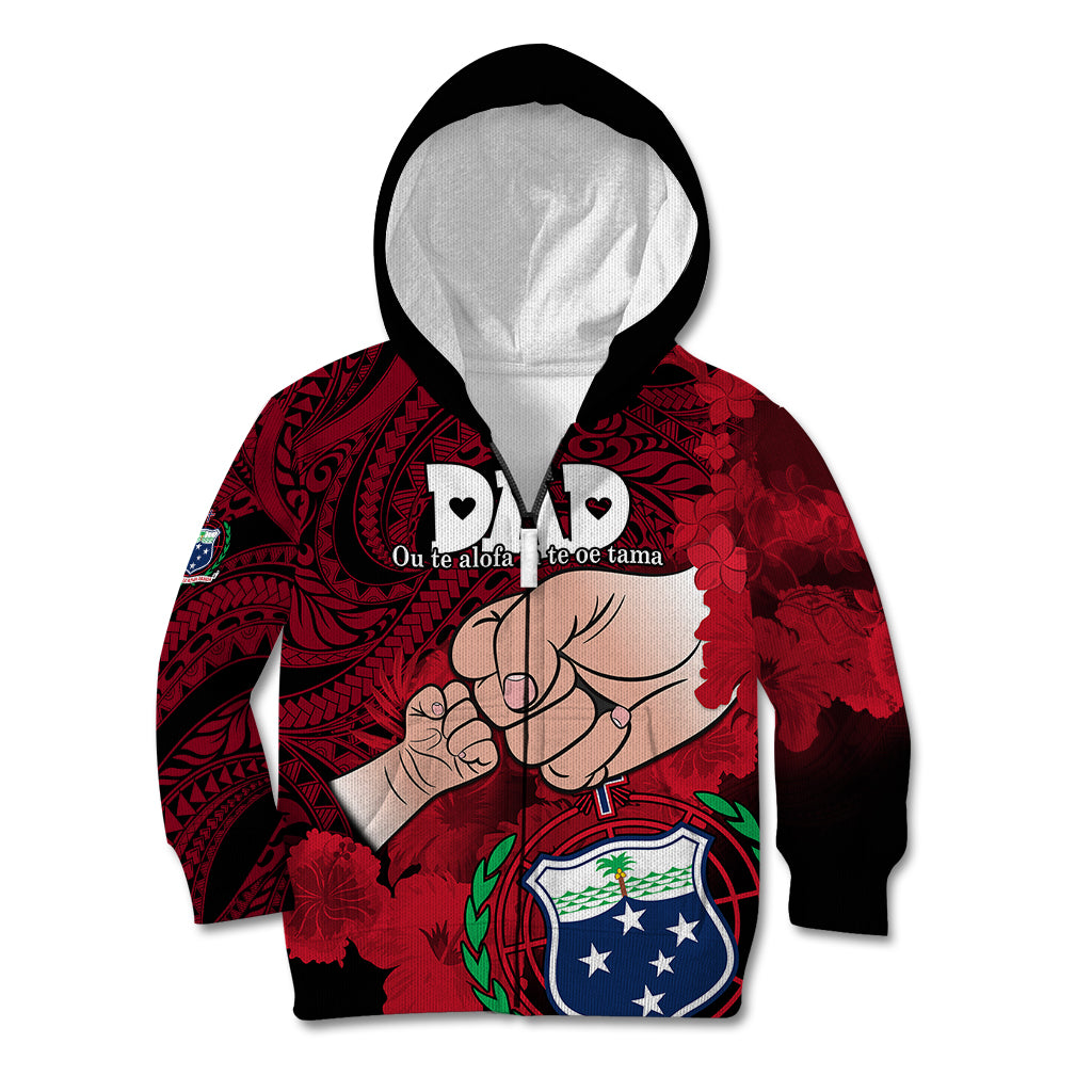 Dads Day Samoa Kid Hoodie Dad Ou Te Alofa Ia Te Oe Tama - Red Polynesian Flowers Tribal - Wonder Print Shop