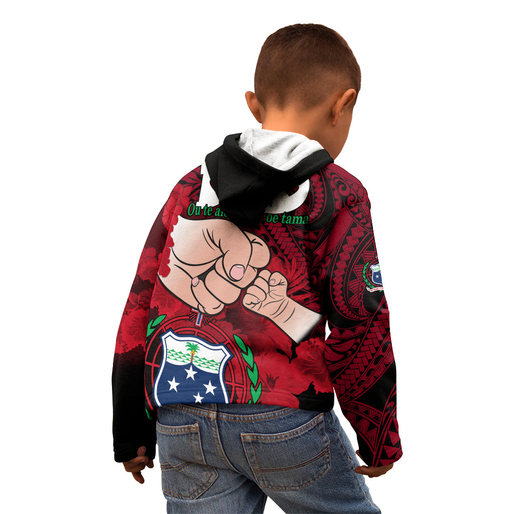 Fathers Day Polynesian Islands Samoa Kid Hoodie Dad Ou Te Alofa Ia Te Oe Tama - Red Polynesian Flowers Tribal - Wonder Print Shop