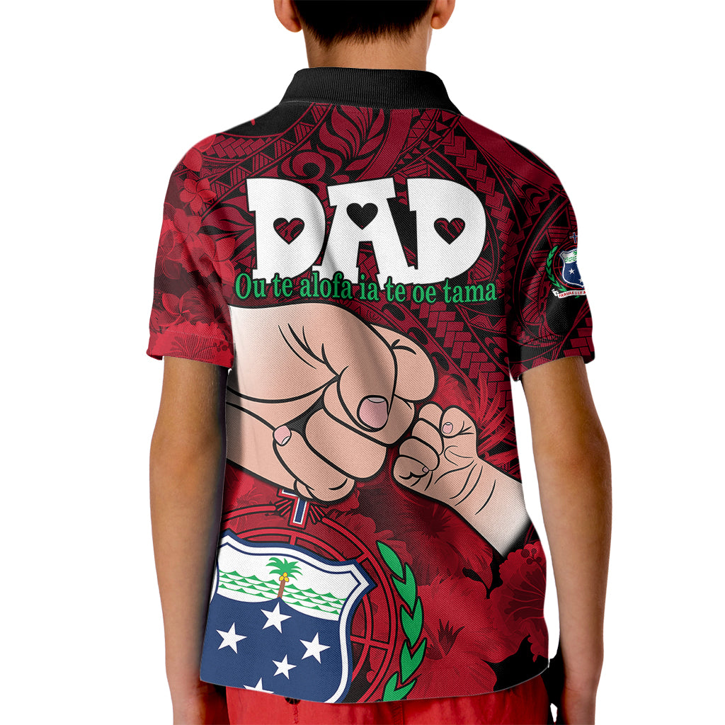 Dads Day Samoa Kid Polo Shirt Dad Ou Te Alofa Ia Te Oe Tama - Red Polynesian Flowers Tribal - Wonder Print Shop