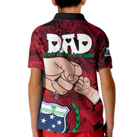 Dads Day Samoa Kid Polo Shirt Dad Ou Te Alofa Ia Te Oe Tama - Red Polynesian Flowers Tribal - Wonder Print Shop