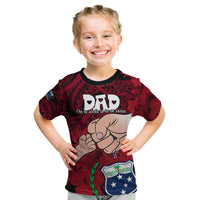 Dads Day Samoa Kid T Shirt Dad Ou Te Alofa Ia Te Oe Tama - Red Polynesian Flowers Tribal - Wonder Print Shop
