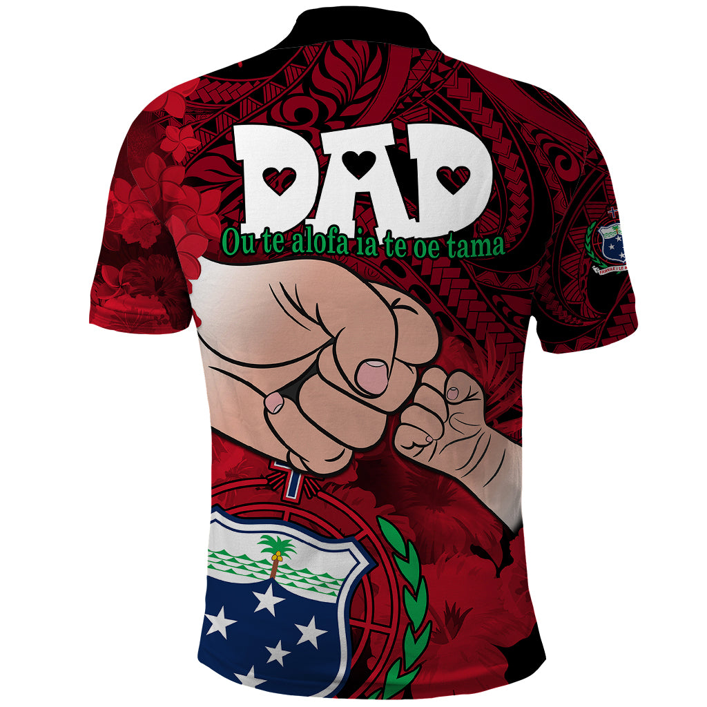 Dads Day Samoa Polo Shirt Dad Ou Te Alofa Ia Te Oe Tama - Red Polynesian Flowers Tribal - Wonder Print Shop