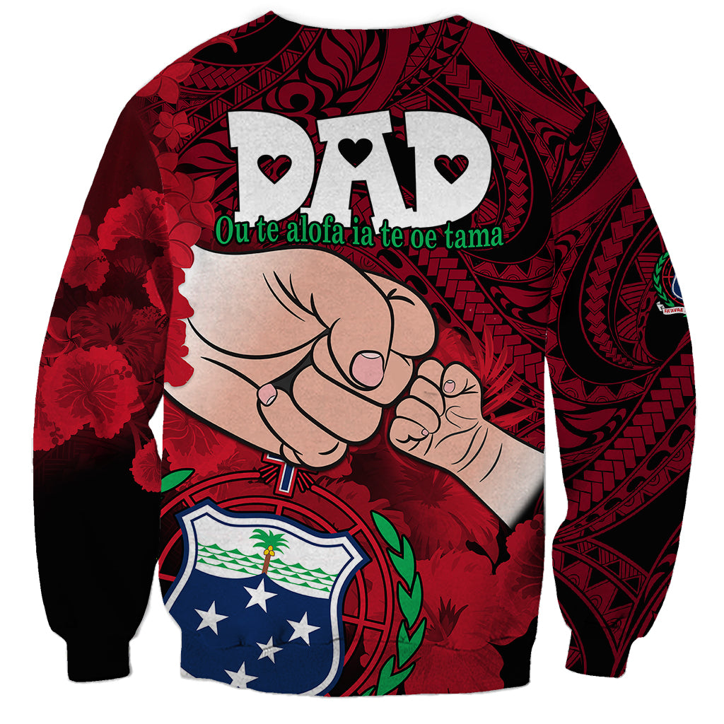 Dads Day Samoa Sweatshirt Dad Ou Te Alofa Ia Te Oe Tama - Red Polynesian Flowers Tribal - Wonder Print Shop