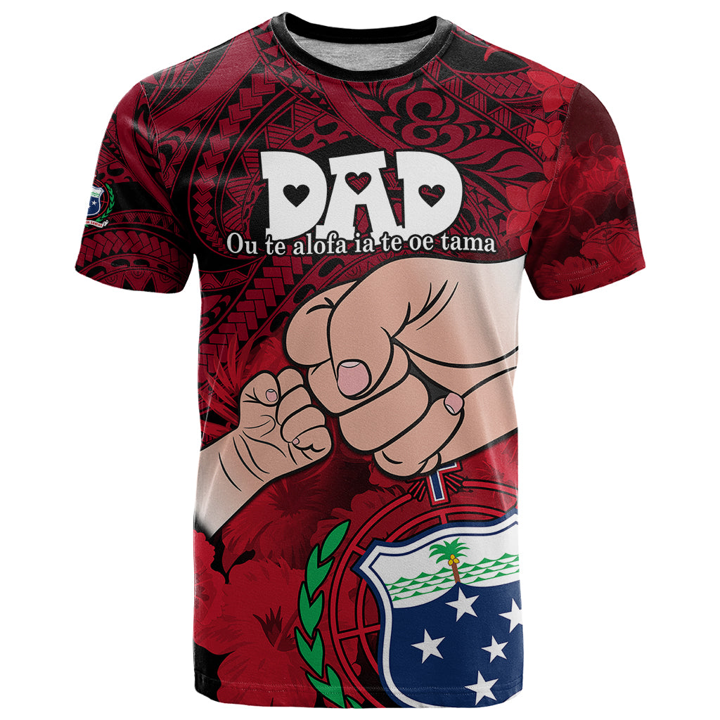 Dads Day Samoa T Shirt Dad Ou Te Alofa Ia Te Oe Tama - Red Polynesian Flowers Tribal - Wonder Print Shop