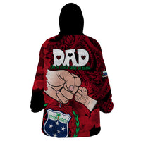 Dads Day Samoa Wearable Blanket Hoodie Dad Ou Te Alofa Ia Te Oe Tama - Red Polynesian Flowers Tribal - Wonder Print Shop