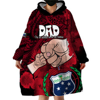 Dads Day Samoa Wearable Blanket Hoodie Dad Ou Te Alofa Ia Te Oe Tama - Red Polynesian Flowers Tribal - Wonder Print Shop