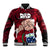 Personalised Fathers Day Polynesian Islands Samoa Baseball Jacket Dad Ou Te Alofa Ia Te Oe Tama - Red Polynesian Flowers Tribal LT9 - Wonder Print Shop