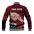 Personalised Fathers Day Polynesian Islands Samoa Baseball Jacket Dad Ou Te Alofa Ia Te Oe Tama - Red Polynesian Flowers Tribal LT9 - Wonder Print Shop
