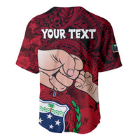 Personalised Dads Day Samoa Baseball Jersey Dad Ou Te Alofa Ia Te Oe Tama - Red Polynesian Flowers Tribal LT9 - Wonder Print Shop