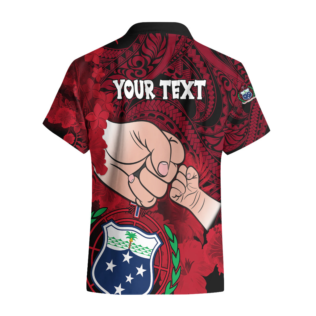 Personalised Dads Day Samoa Hawaiian Shirt Dad Ou Te Alofa Ia Te Oe Tama - Red Polynesian Flowers Tribal - Wonder Print Shop