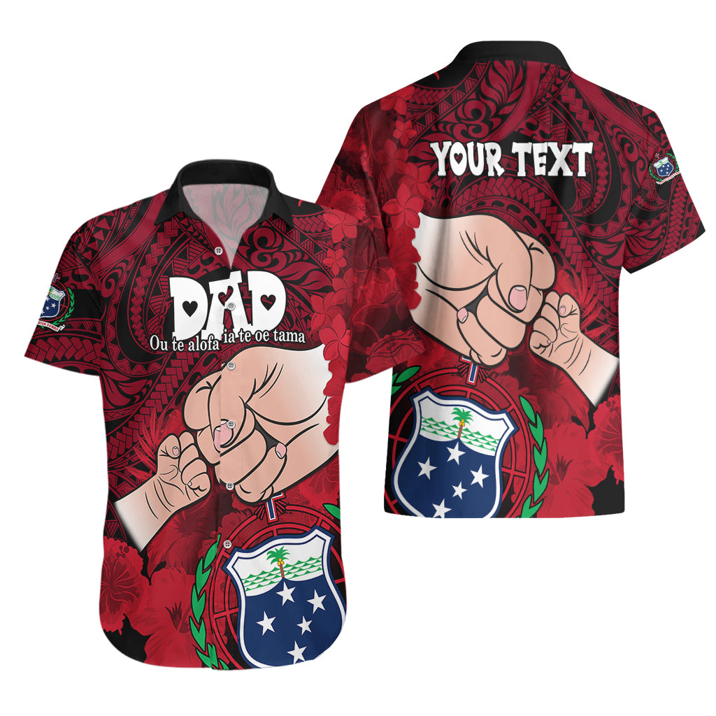 Personalised Dads Day Samoa Hawaiian Shirt Dad Ou Te Alofa Ia Te Oe Tama - Red Polynesian Flowers Tribal - Wonder Print Shop