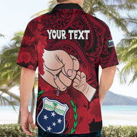 Personalised Dads Day Samoa Hawaiian Shirt Dad Ou Te Alofa Ia Te Oe Tama - Red Polynesian Flowers Tribal - Wonder Print Shop