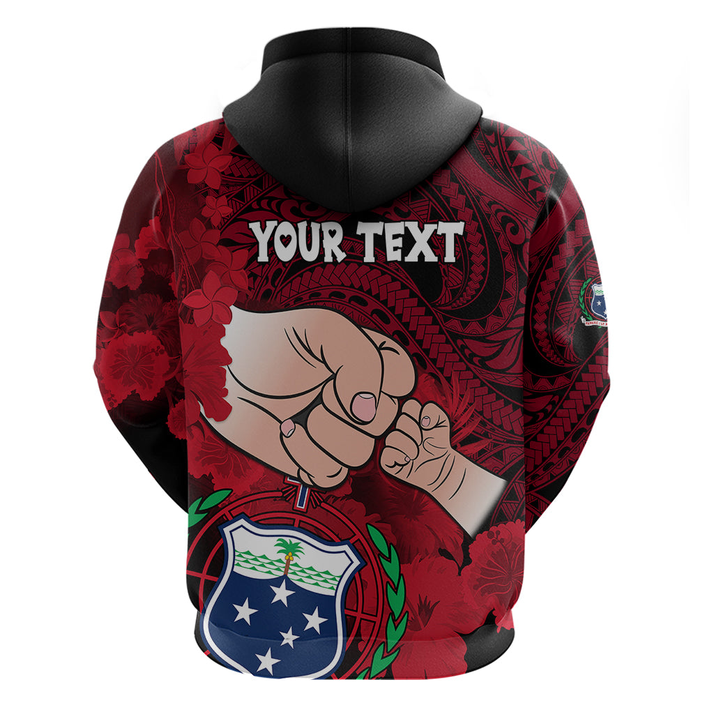 Personalised Dads Day Samoa Hoodie Dad Ou Te Alofa Ia Te Oe Tama - Red Polynesian Flowers Tribal - Wonder Print Shop