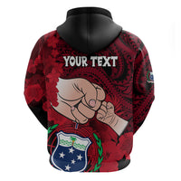 Personalised Dads Day Samoa Hoodie Dad Ou Te Alofa Ia Te Oe Tama - Red Polynesian Flowers Tribal - Wonder Print Shop