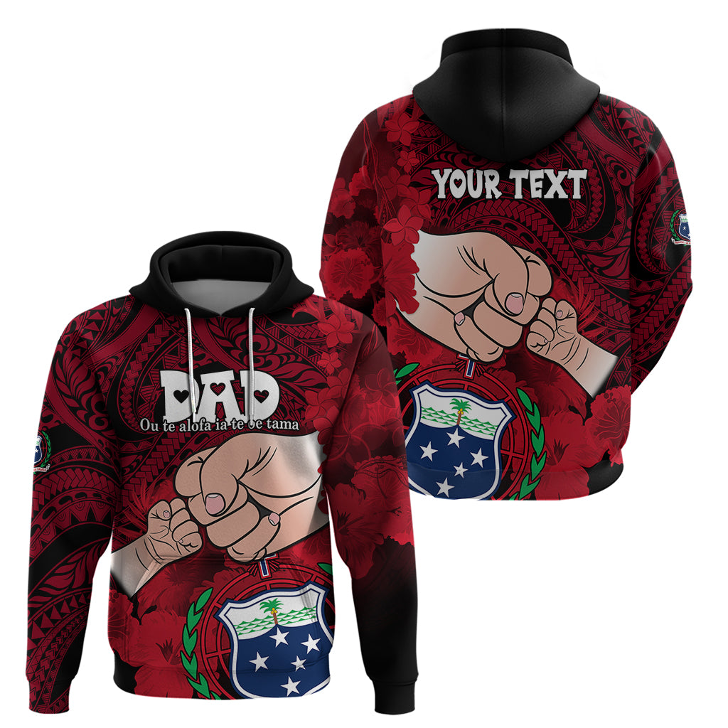 Personalised Fathers Day Polynesian Islands Samoa Hoodie Dad Ou Te Alofa Ia Te Oe Tama - Red Polynesian Flowers Tribal - Wonder Print Shop