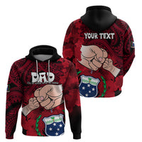 Personalised Fathers Day Polynesian Islands Samoa Hoodie Dad Ou Te Alofa Ia Te Oe Tama - Red Polynesian Flowers Tribal - Wonder Print Shop