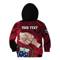Personalised Fathers Day Polynesian Islands Samoa Kid Hoodie Dad Ou Te Alofa Ia Te Oe Tama - Red Polynesian Flowers Tribal - Wonder Print Shop