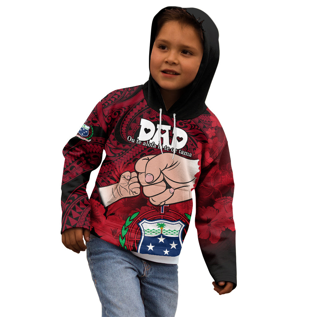 Personalised Fathers Day Polynesian Islands Samoa Kid Hoodie Dad Ou Te Alofa Ia Te Oe Tama - Red Polynesian Flowers Tribal - Wonder Print Shop