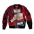 Personalised Fathers Day Polynesian Islands Samoa Sleeve Zip Bomber Jacket Dad Ou Te Alofa Ia Te Oe Tama - Red Polynesian Flowers Tribal - Wonder Print Shop