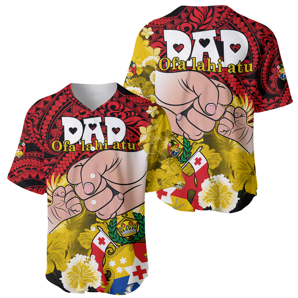 Dads Day Tonga Baseball Jersey Dad Ofa lahi atu - Polynesian Flowers Tribal LT9 - Wonder Print Shop