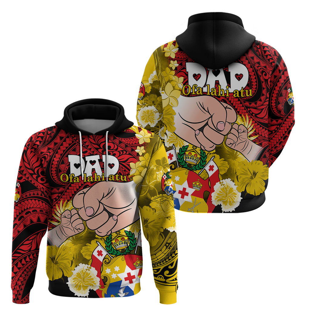 Fathers Day Polynesian Islands Tonga Hoodie Dad Ofa lahi atu - Polynesian Flowers Tribal - Wonder Print Shop