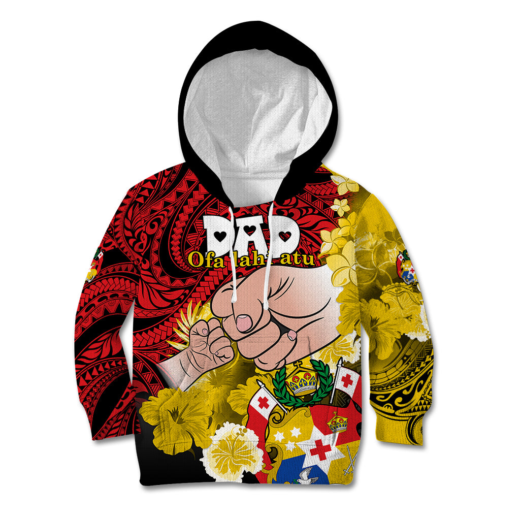 Fathers Day Polynesian Islands Tonga Kid Hoodie Dad Ofa lahi atu - Polynesian Flowers Tribal - Wonder Print Shop