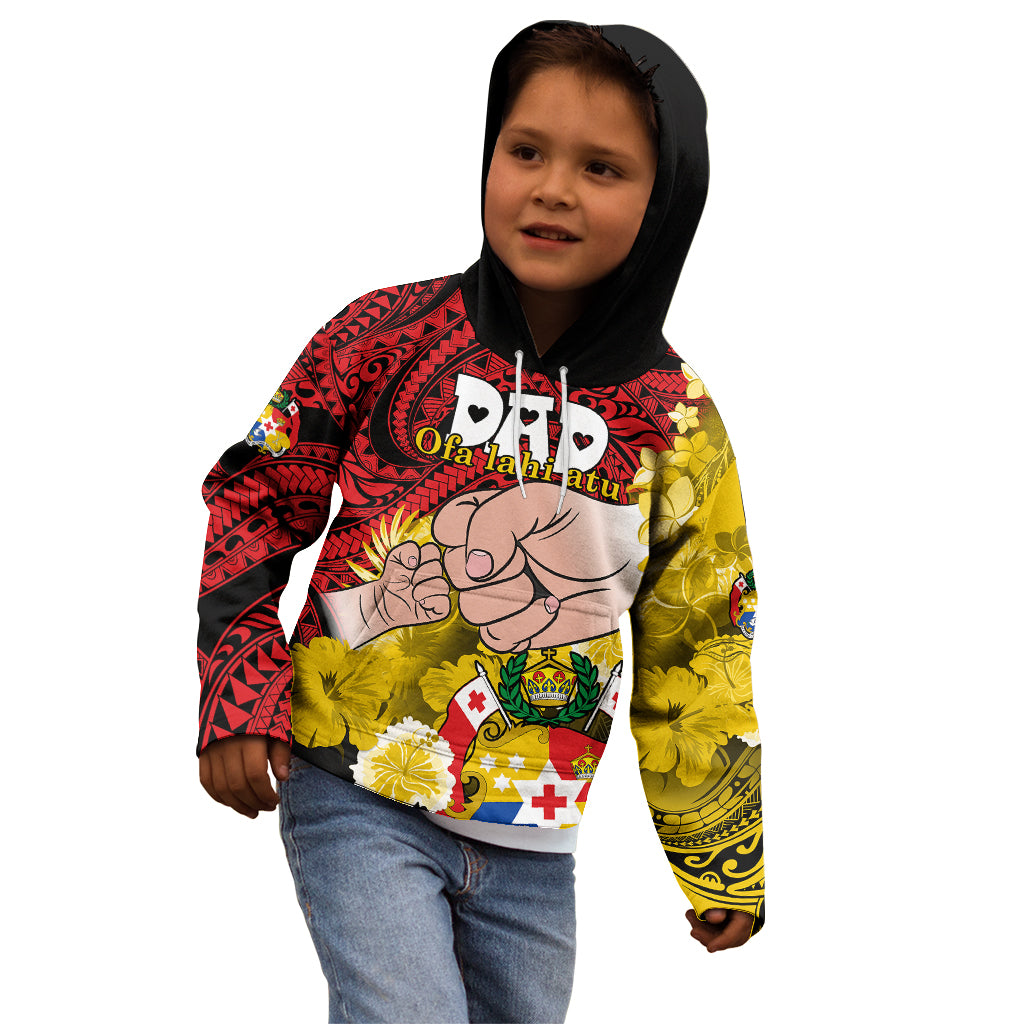 Dads Day Tonga Kid Hoodie Dad Ofa lahi atu - Polynesian Flowers Tribal - Wonder Print Shop
