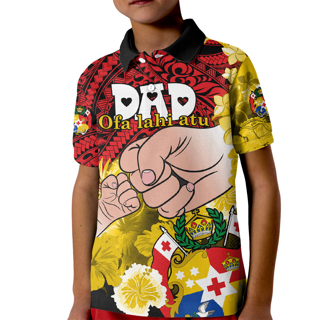Fathers Day Polynesian Islands Tonga Kid Polo Shirt Dad Ofa lahi atu - Polynesian Flowers Tribal - Wonder Print Shop