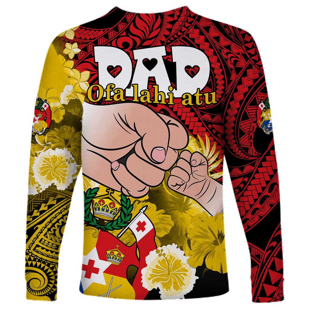 Dads Day Tonga Long Sleeve Shirt Dad Ofa lahi atu - Polynesian Flowers Tribal - Wonder Print Shop