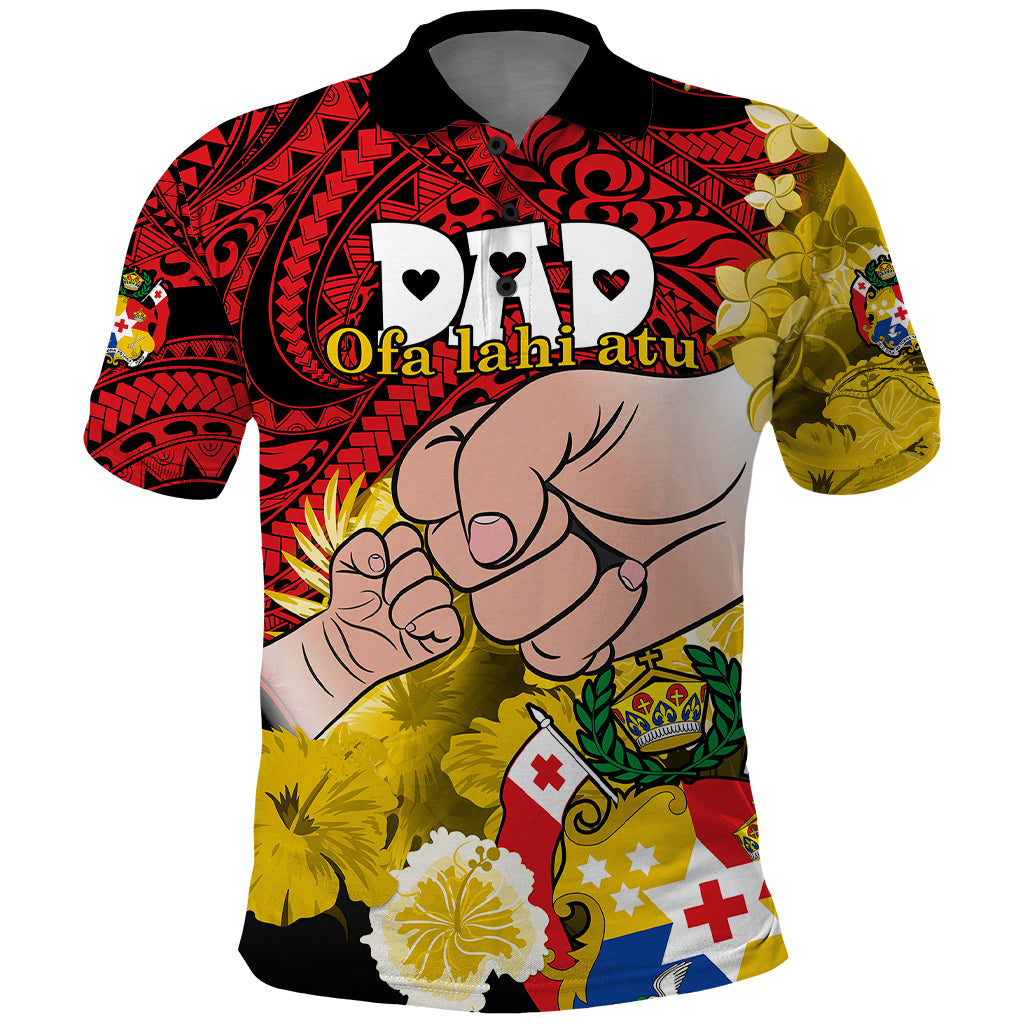 Dads Day Tonga Polo Shirt Dad Ofa lahi atu - Polynesian Flowers Tribal - Wonder Print Shop