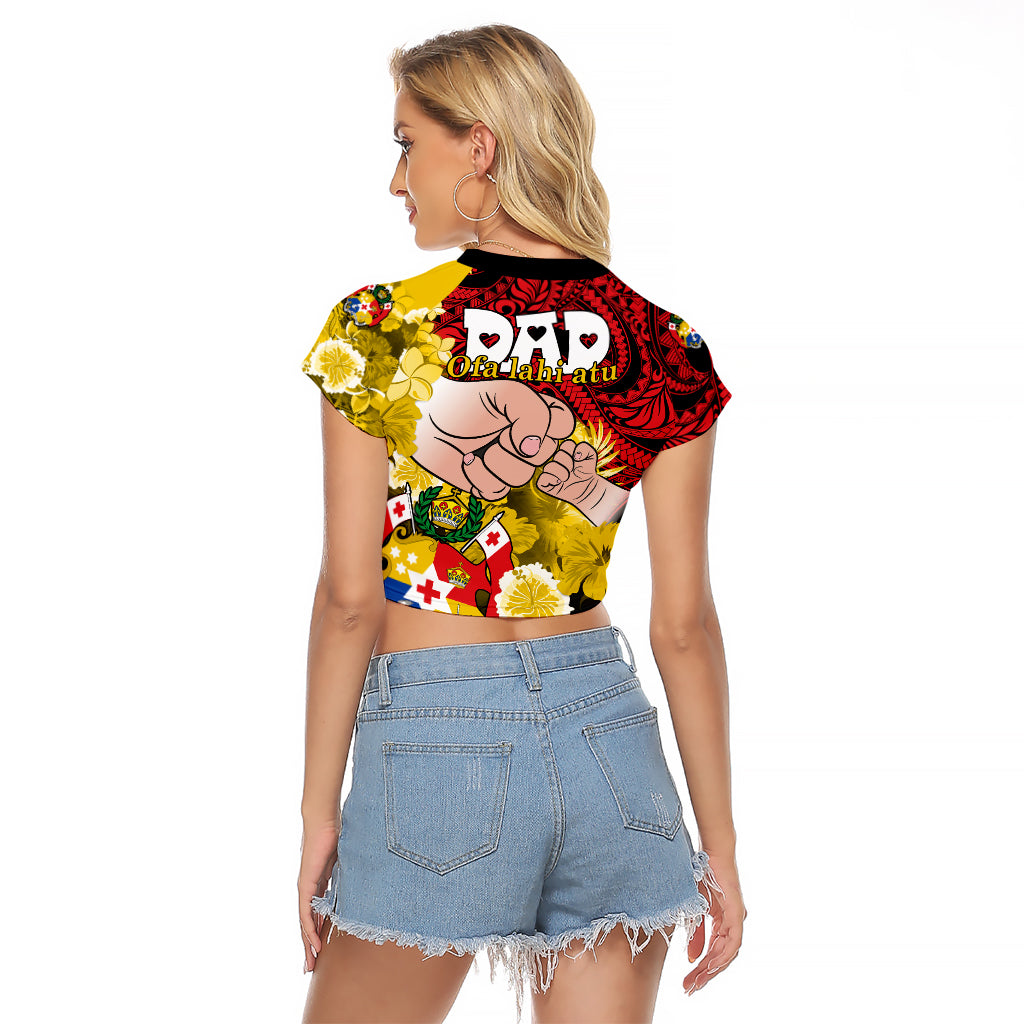 Dads Day Tonga Raglan Cropped T Shirt Dad Ofa lahi atu - Polynesian Flowers Tribal - Wonder Print Shop
