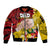 Fathers Day Polynesian Islands Tonga Sleeve Zip Bomber Jacket Dad Ofa lahi atu - Polynesian Flowers Tribal - Wonder Print Shop