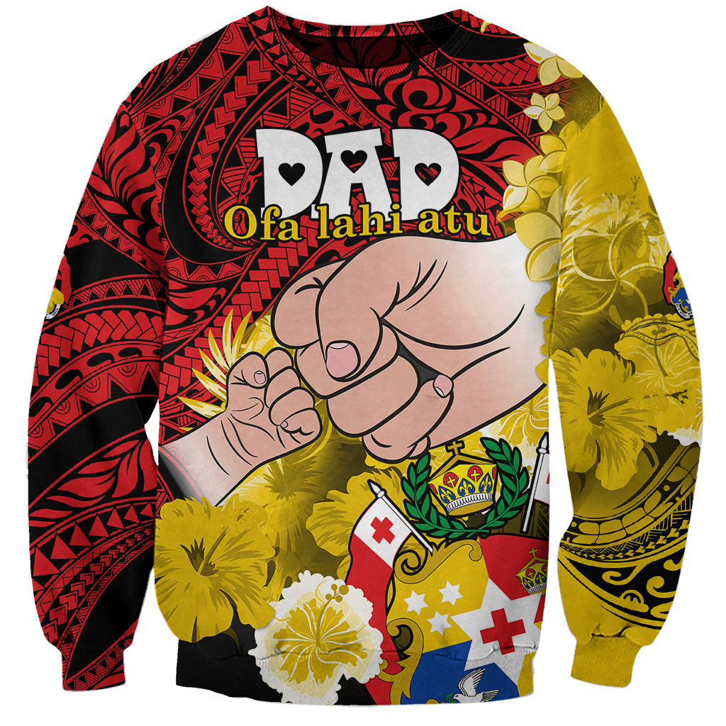 Fathers Day Polynesian Islands Tonga Sweatshirt Dad Ofa lahi atu - Polynesian Flowers Tribal - Wonder Print Shop
