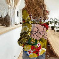 Dads Day Tonga Women Casual Shirt Dad Ofa lahi atu - Polynesian Flowers Tribal - Wonder Print Shop