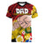 Fathers Day Polynesian Islands Tonga Women V Neck T Shirt Dad Ofa lahi atu - Polynesian Flowers Tribal - Wonder Print Shop
