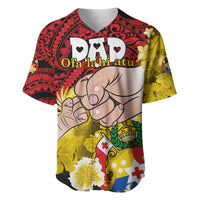 Personalised Dads Day Tonga Baseball Jersey Dad Ofa lahi atu - Polynesian Flowers Tribal LT9 - Wonder Print Shop