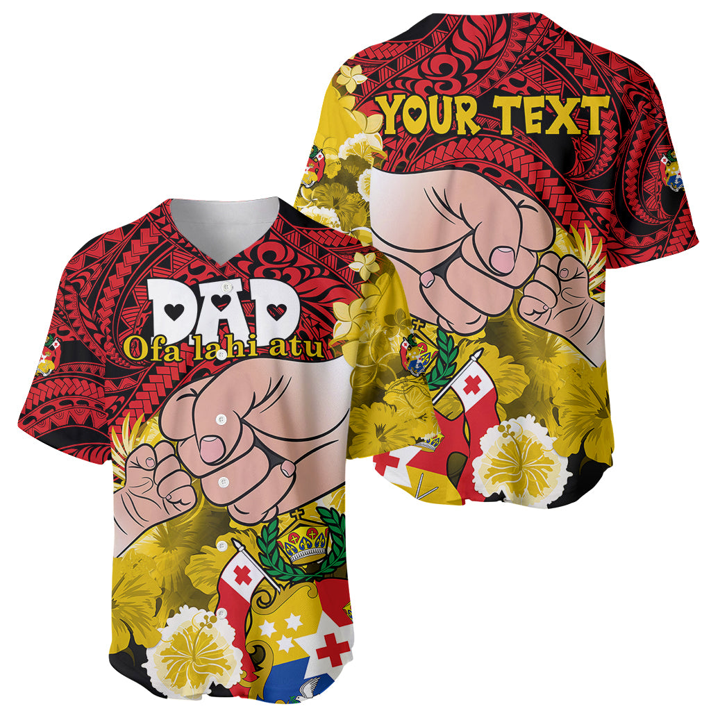 Personalised Fathers Day Polynesian Islands Tonga Baseball Jersey Dad Ofa lahi atu - Polynesian Flowers Tribal LT9 - Wonder Print Shop