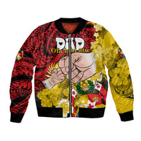 Personalised Fathers Day Polynesian Islands Tonga Bomber Jacket Dad Ofa lahi atu - Polynesian Flowers Tribal LT9 - Wonder Print Shop