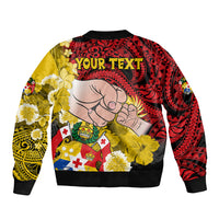 Personalised Dads Day Tonga Bomber Jacket Dad Ofa lahi atu - Polynesian Flowers Tribal LT9 - Wonder Print Shop