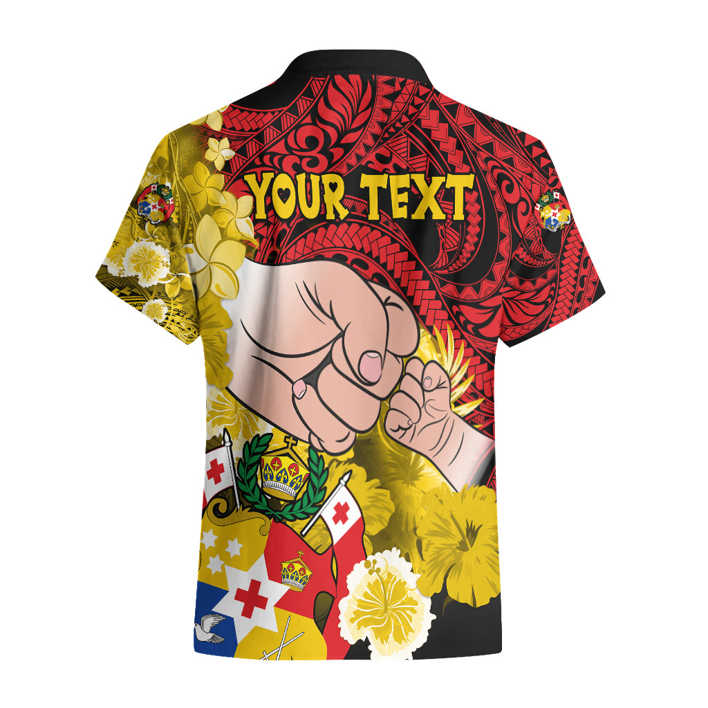 Personalised Fathers Day Polynesian Islands Tonga Hawaiian Shirt Dad Ofa lahi atu - Polynesian Flowers Tribal - Wonder Print Shop